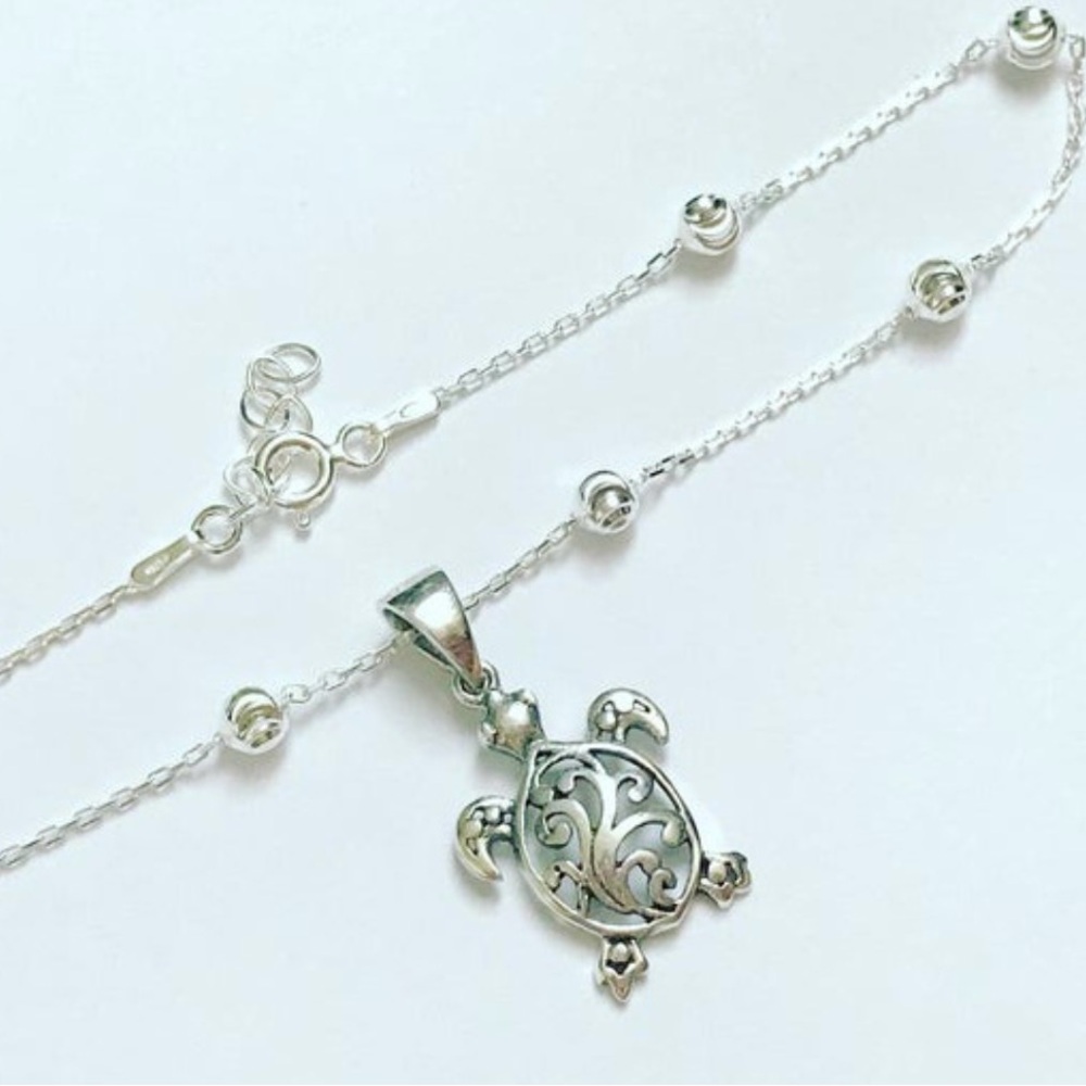 Silver Turtle Anklet - Picture 2 of 4
